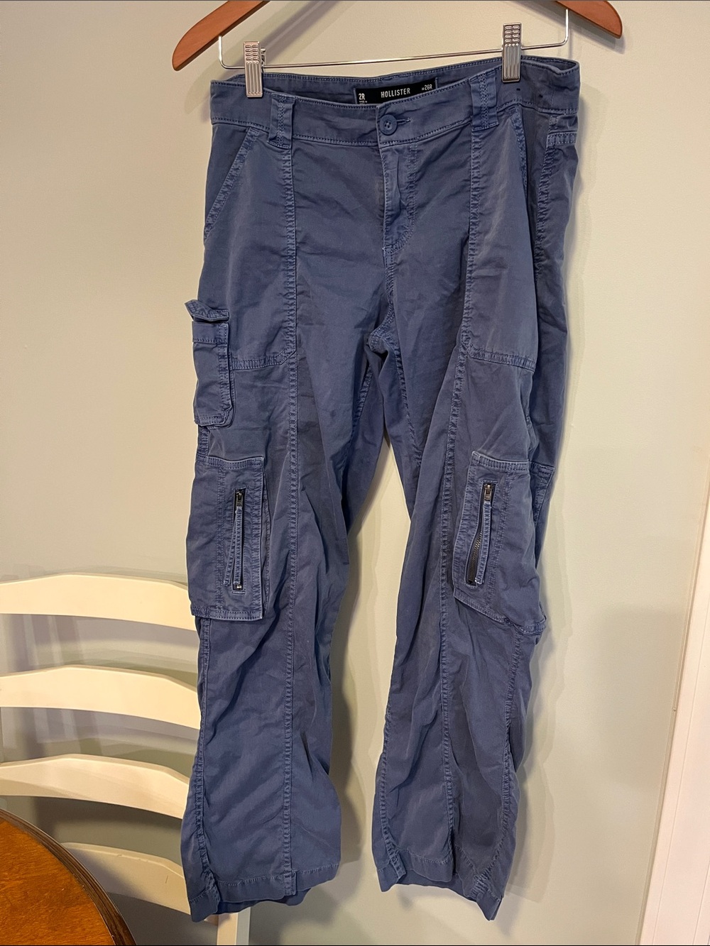Hollister Women’s Size 2  Low-Rise Baggy Cargo Pants - Slate Blue